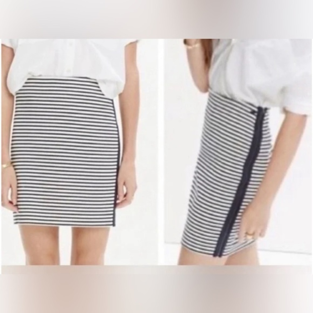Madewell Women’s Navy Blue and White Nautical Preppy  Skirt Size Small